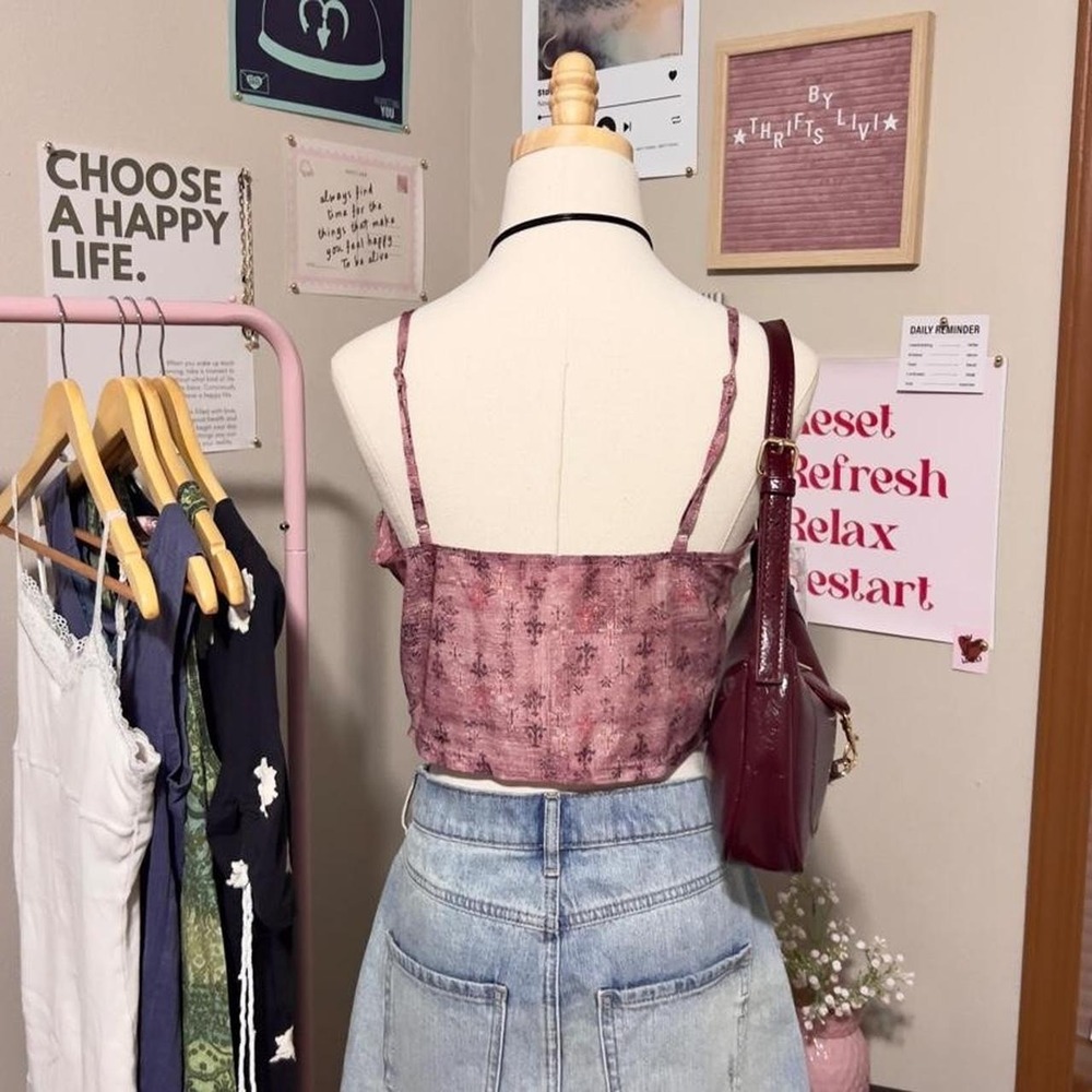 Cider Purple Mesh Ruffle Tie Tank Top Asymmetrical Fairy Size Medium Festival - Picture 5 of 6